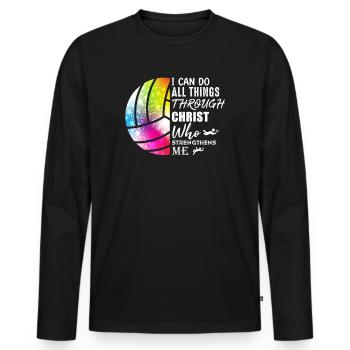 Je peux tout faire grâce au volleyball - T-shirt manches longues Premium bio Homme - noir - Devant - Nico (187cm)