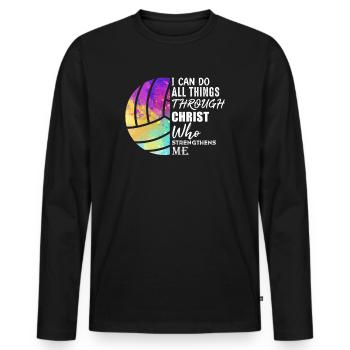 Je peux tout faire grâce au volleyball - T-shirt manches longues Premium bio Homme - noir - Devant - Nico (187cm)