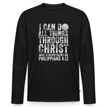 Je peux tout faire grâce au volleyball - T-shirt manches longues Premium bio Homme - noir - Devant - Nico (187cm)