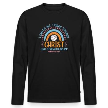 Je peux tout faire grâce au volleyball - T-shirt manches longues Premium bio Homme - noir - Devant - Nico (187cm)