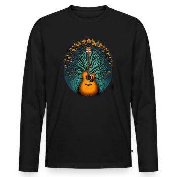 Yggdrasil Nature Musicien Arbre De Vie - T-shirt manches longues Premium bio Homme - noir - Devant - Nico (187cm)