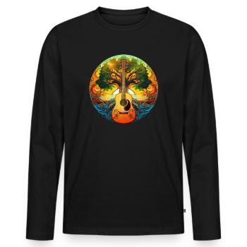 Yggdrasil Nature Musicien Arbre De Vie - T-shirt manches longues Premium bio Homme - noir - Devant - Nico (187cm)