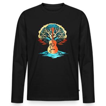 Yggdrasil Natur Musiker Baum Des Lebens - Männer Premium Bio Langarmshirt - Schwarz - Vorne - Nico (187cm)