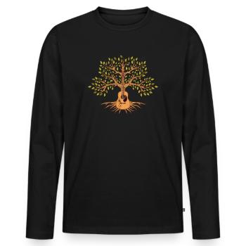Yggdrasil Nature Musicien Arbre De Vie - T-shirt manches longues Premium bio Homme - noir - Devant - Nico (187cm)