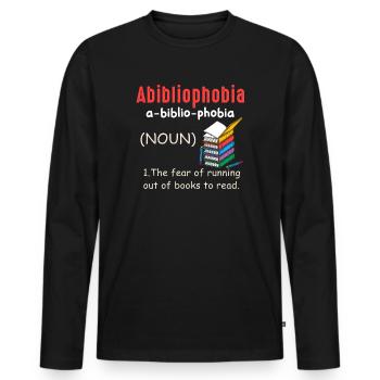 Abibliophobia Bookworm Reading Books - Men's Premium Organic Long Sleeve Shirt - black - Front - Nico (187cm)