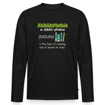 Abibliophobie Bücherwurm Lesebücher - Männer Premium Bio Langarmshirt - Schwarz - Vorne - Nico (187cm)
