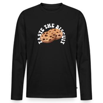 Taste The Biscuit Taste The Goodness - Men's Premium Organic Long Sleeve Shirt - black - Front - Nico (187cm)