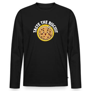 Goûtez le biscuit Goûtez la bonté - T-shirt manches longues Premium bio Homme - noir - Devant - Nico (187cm)