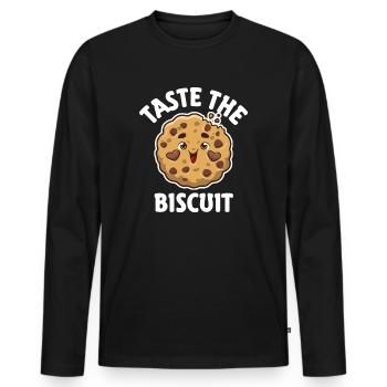 Taste The Biscuit Taste The Goodness - Men's Premium Organic Long Sleeve Shirt - black - Front - Nico (187cm)