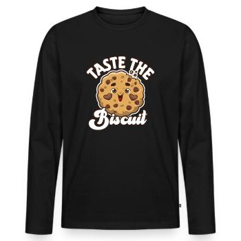 Taste The Biscuit Taste The Goodness - Men's Premium Organic Long Sleeve Shirt - black - Front - Nico (187cm)