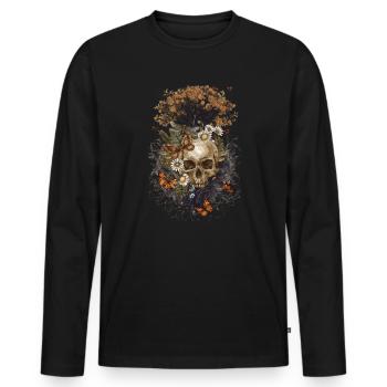 Yggdrasil Blumen Schmetterling Baum des Lebens - Männer Premium Bio Langarmshirt - Schwarz - Vorne - Nico (187cm)