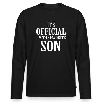 C'est officiel, je suis le fils préféré - T-shirt manches longues Premium bio Homme - noir - Devant - Nico (187cm)