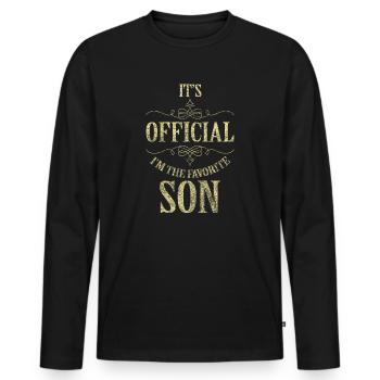 C'est officiel, je suis le fils préféré - T-shirt manches longues Premium bio Homme - noir - Devant - Nico (187cm)