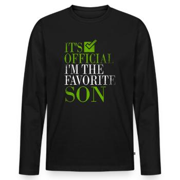 C'est officiel, je suis le fils préféré - T-shirt manches longues Premium bio Homme - noir - Devant - Nico (187cm)