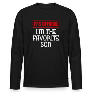 C'est officiel, je suis le fils préféré - T-shirt manches longues Premium bio Homme - noir - Devant - Nico (187cm)