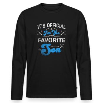 C'est officiel, je suis le fils préféré - T-shirt manches longues Premium bio Homme - noir - Devant - Nico (187cm)