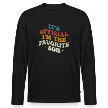 C'est officiel, je suis le fils préféré - T-shirt manches longues Premium bio Homme - noir - Devant - Nico (187cm)
