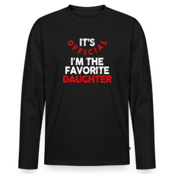 C'est officiel, je suis la fille préférée - T-shirt manches longues Premium bio Homme - noir - Devant - Nico (187cm)