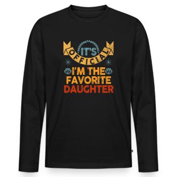 C'est officiel, je suis la fille préférée - T-shirt manches longues Premium bio Homme - noir - Devant - Nico (187cm)