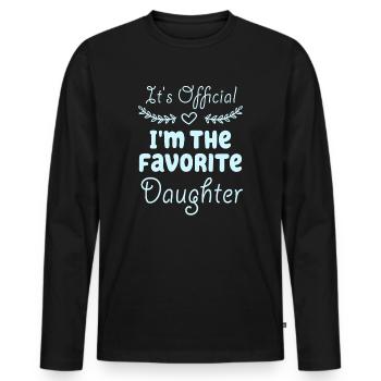 C'est officiel, je suis la fille préférée - T-shirt manches longues Premium bio Homme - noir - Devant - Nico (187cm)
