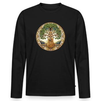 Yggdrasil Musicien de la nature Arbre de vie - T-shirt manches longues Premium bio Homme - noir - Devant - Nico (187cm)