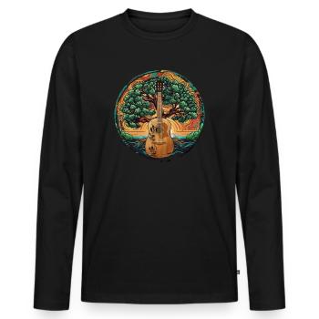 Yggdrasil Musicien de la nature Arbre de vie - T-shirt manches longues Premium bio Homme - noir - Devant - Nico (187cm)