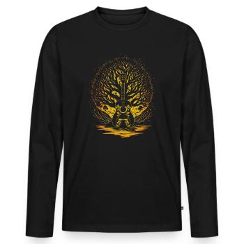 Yggdrasil Musicien de la nature Arbre de vie - T-shirt manches longues Premium bio Homme - noir - Devant - Nico (187cm)