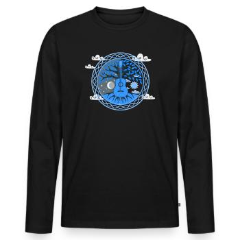 Yggdrasil Musicien de la nature Arbre de vie - T-shirt manches longues Premium bio Homme - noir - Devant - Nico (187cm)