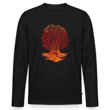 Yggdrasil Musicien de la nature Arbre de vie - T-shirt manches longues Premium bio Homme - noir - Devant - Nico (187cm)