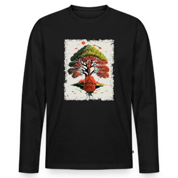 Yggdrasil Natur Musiker Baum des Lebens - Männer Premium Bio Langarmshirt - Schwarz - Vorne - Nico (187cm)