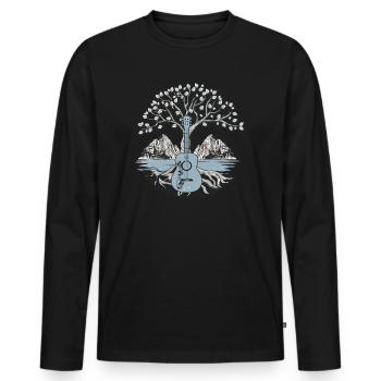 Yggdrasil Musicien de la nature Arbre de vie - T-shirt manches longues Premium bio Homme - noir - Devant - Nico (187cm)