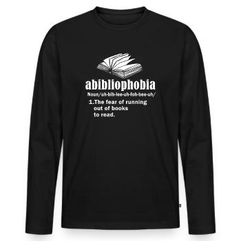 Abibliophobie Rat de bibliothèque Lecture de livres - T-shirt manches longues Premium bio Homme - noir - Devant - Nico (187cm)