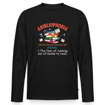 Abibliophobie Rat de bibliothèque Lecture de livres - T-shirt manches longues Premium bio Homme - noir - Devant - Nico (187cm)