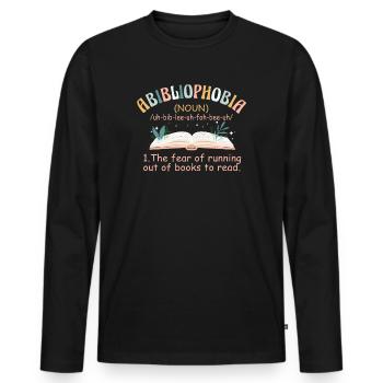 Abibliophobie Bücherwurm Lesen Bücher - Männer Premium Bio Langarmshirt - Schwarz - Vorne - Nico (187cm)