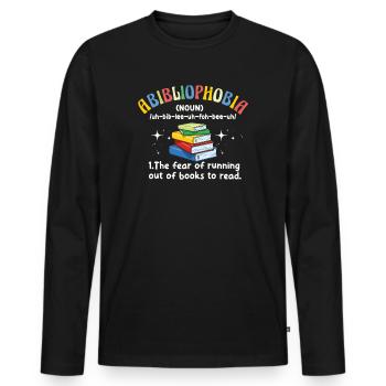Abibliophobie Rat de bibliothèque Lecture de livres - T-shirt manches longues Premium bio Homme - noir - Devant - Nico (187cm)