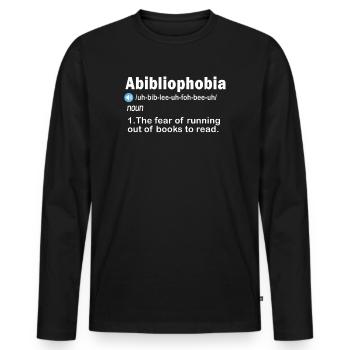 Abibliophobie Rat de bibliothèque Lecture de livres - T-shirt manches longues Premium bio Homme - noir - Devant - Nico (187cm)