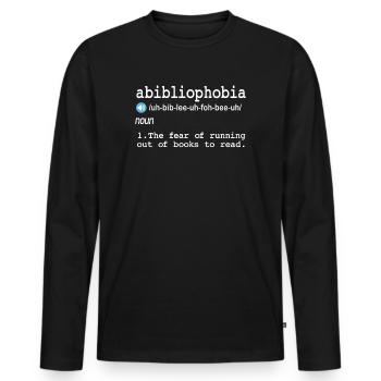 Abibliophobie Rat de bibliothèque Lecture de livres - T-shirt manches longues Premium bio Homme - noir - Devant - Nico (187cm)