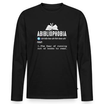 Abibliophobie Rat de bibliothèque Lecture de livres - T-shirt manches longues Premium bio Homme - noir - Devant - Nico (187cm)