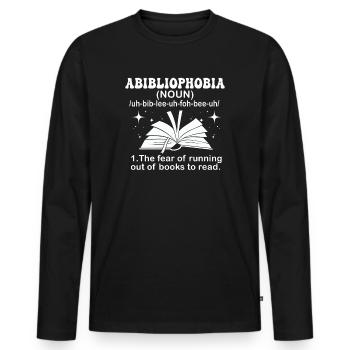 Abibliophobie Rat de bibliothèque Lecture de livres - T-shirt manches longues Premium bio Homme - noir - Devant - Nico (187cm)