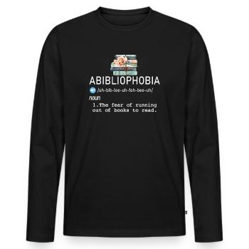 Abibliophobie Rat de bibliothèque Lecture de livres - T-shirt manches longues Premium bio Homme - noir - Devant - Nico (187cm)