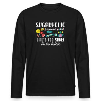 Sugarholic Sweets Sugar Candy Enthusiast - Men's Premium Organic Long Sleeve Shirt - black - Front - Nico (187cm)