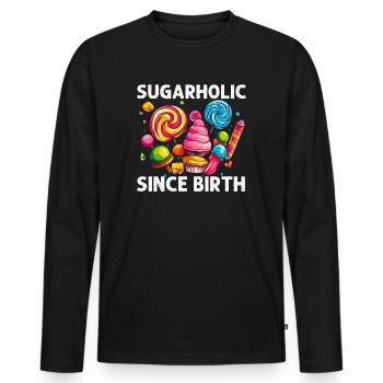 Sugarholic Sweets Sugar Candy Enthusiast - Men's Premium Organic Long Sleeve Shirt - black - Front - Nico (187cm)
