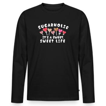 Sugarholic Sweets Sugar Candy Enthusiast - Men's Premium Organic Long Sleeve Shirt - black - Front - Nico (187cm)