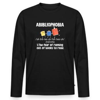 Abibliophobie Rat de bibliothèque Lecture de livres - T-shirt manches longues Premium bio Homme - noir - Devant - Nico (187cm)