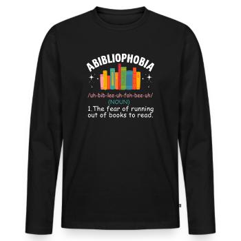Abibliophobie Rat de bibliothèque Lecture de livres - T-shirt manches longues Premium bio Homme - noir - Devant - Nico (187cm)