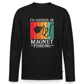 Neodymium Magnet Fishing Magnetic Fisher - Men's Premium Organic Long Sleeve Shirt - black - Front - Nico (187cm)