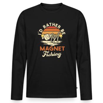 Neodymium Magnet Fishing Magnetic Fisher - Men's Premium Organic Long Sleeve Shirt - black - Front - Nico (187cm)