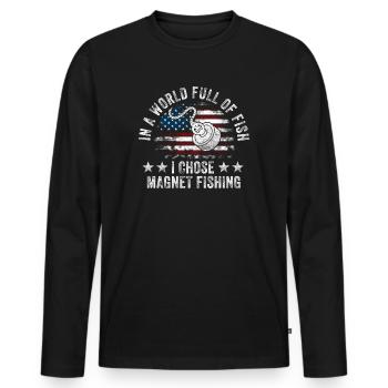 Neodymium Magnet Fishing Magnetic Fisher - Men's Premium Organic Long Sleeve Shirt - black - Front - Nico (187cm)
