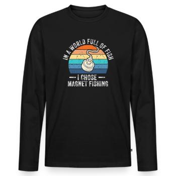 Neodymium Magnet Fishing Magnetic Fisher - Men's Premium Organic Long Sleeve Shirt - black - Front - Nico (187cm)