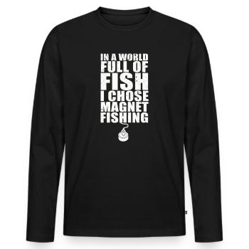 Neodymium Magnet Fishing Magnetic Fisher - Men's Premium Organic Long Sleeve Shirt - black - Front - Nico (187cm)